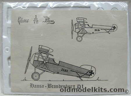 Classic Plane 1/72 Hansa-Brandenburg D-1 D.1 D1 - Bagged plastic model kit